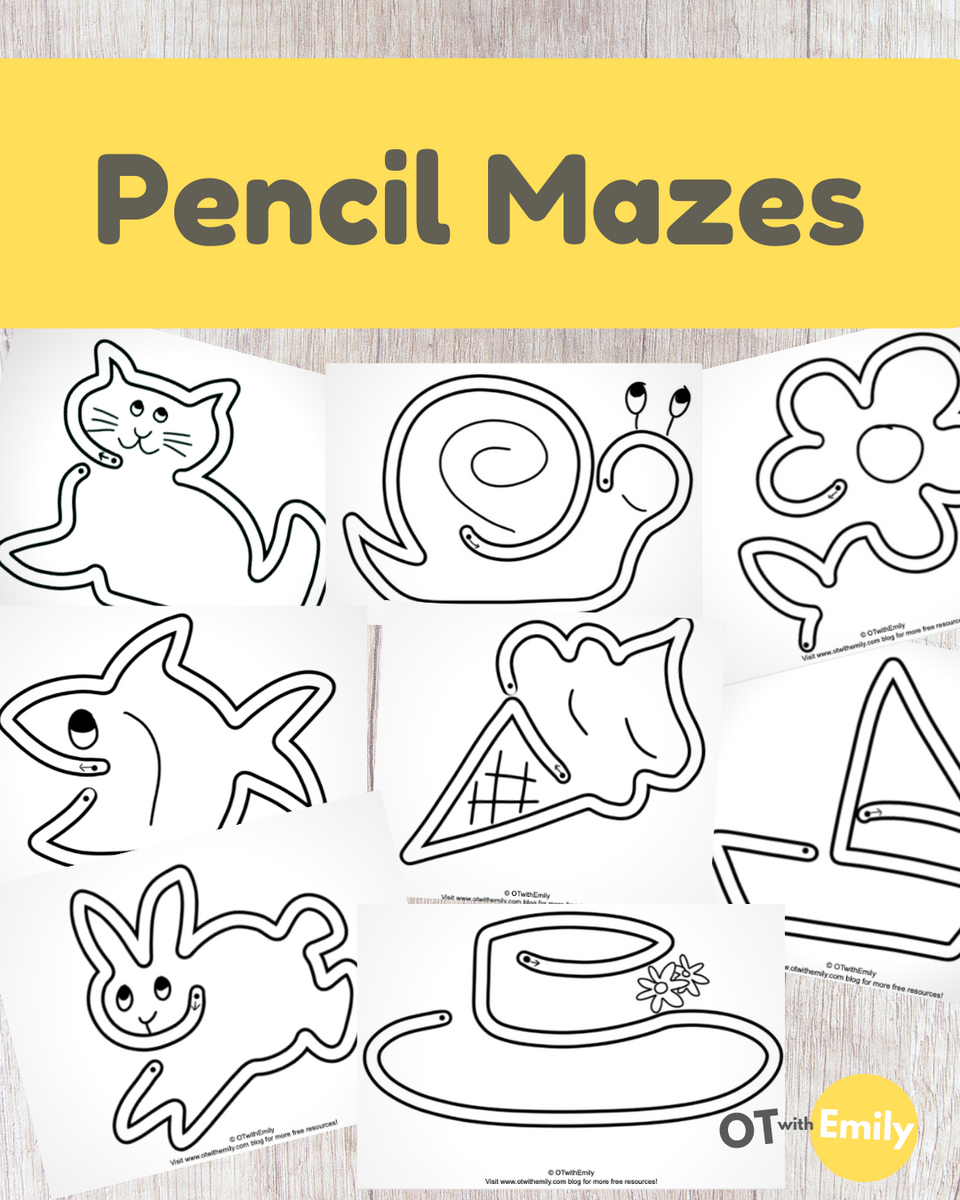 Pencil Mazes Printable – OTwithEmily